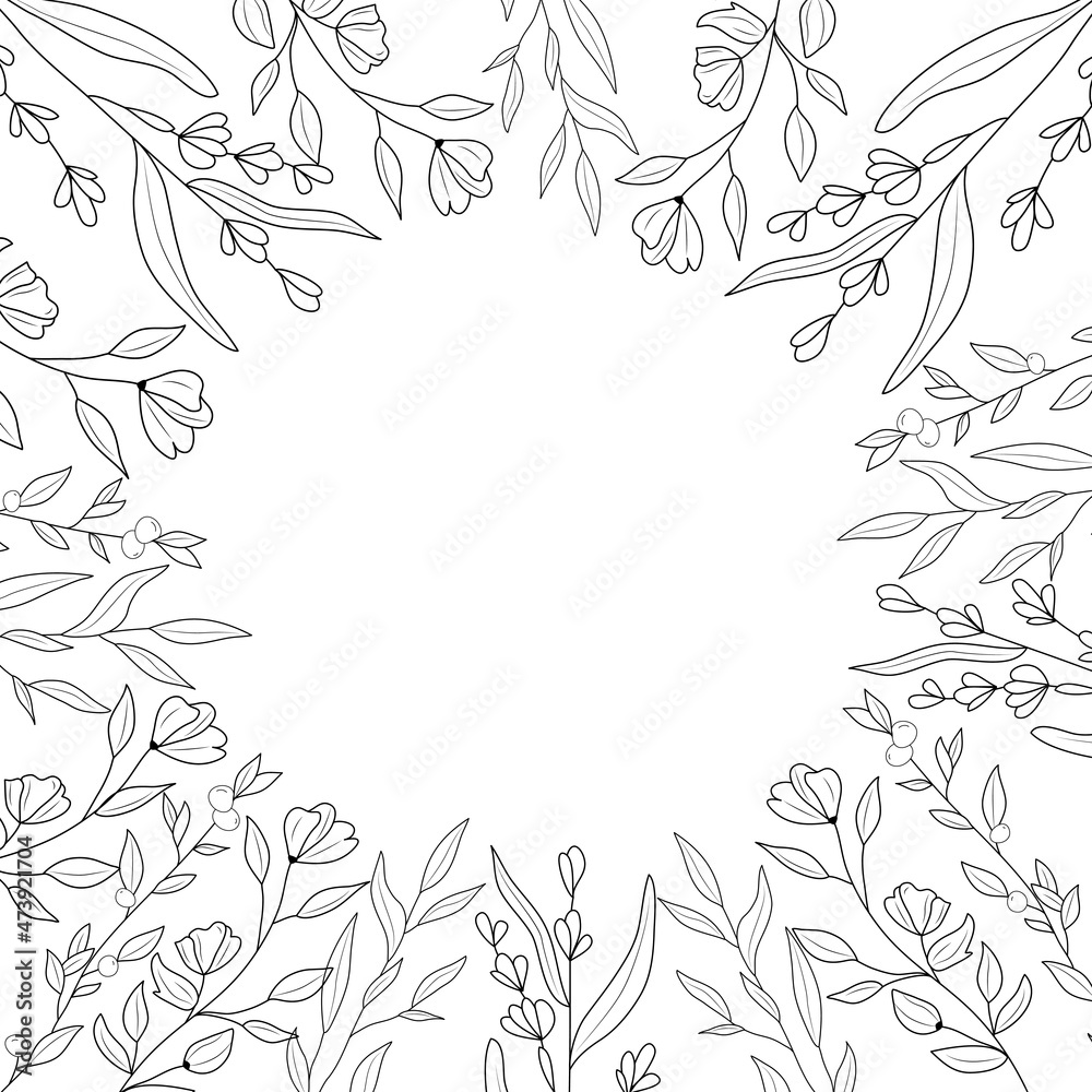 minimal botanical graphic sketch drawing, trendy tiny tattoo design, floral elements vector illustration