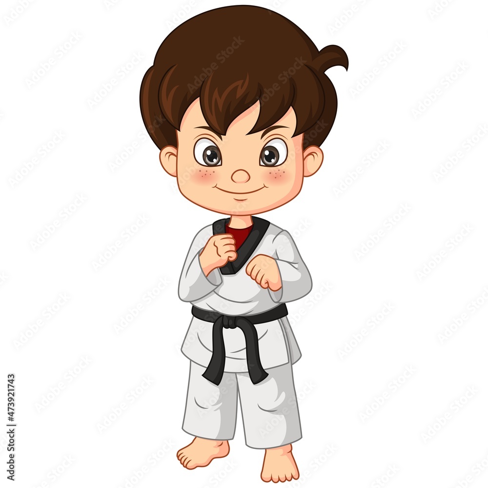 Cartoon little boy practicing karate Cartoon little boy practicing karate