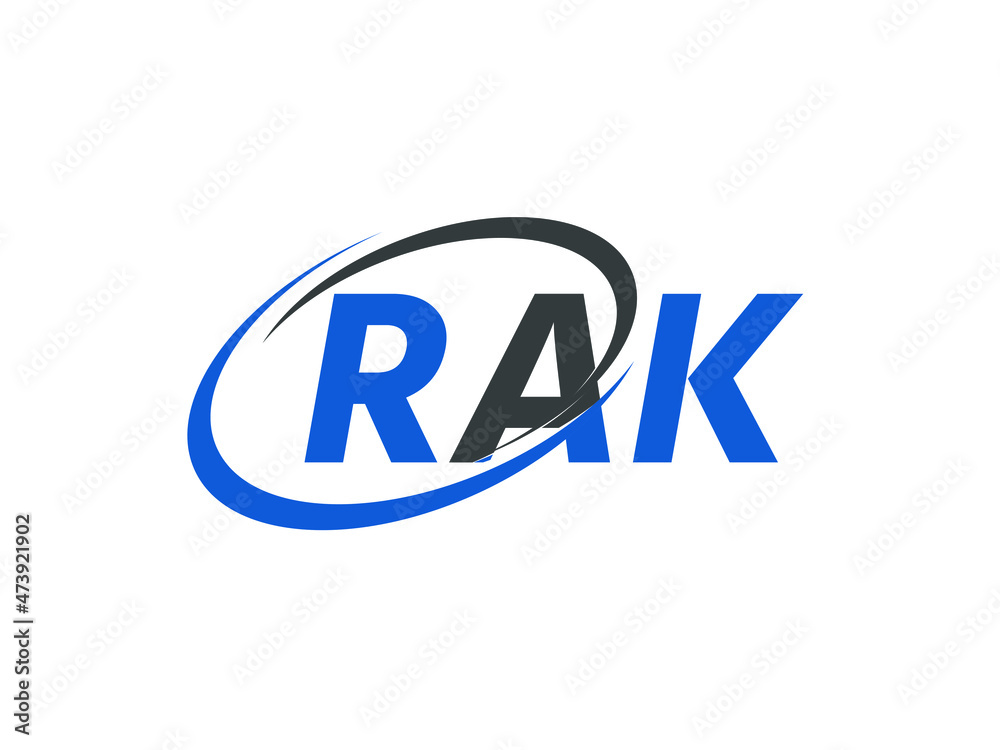 RAK letter creative modern elegant swoosh logo design
