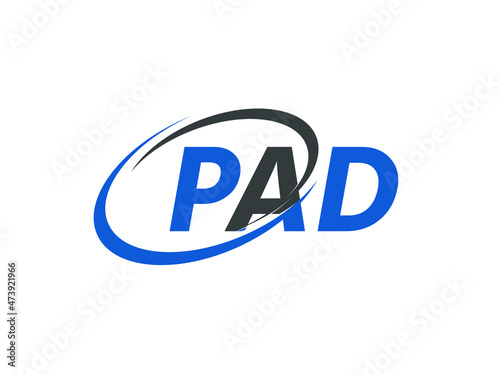 PAD letter creative modern elegant swoosh logo design