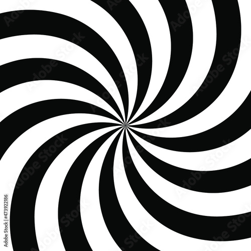 Spiral Swirl Radial Hypnotic Psychedelic illusion rotating background Vector black and white quality vector illustration cut