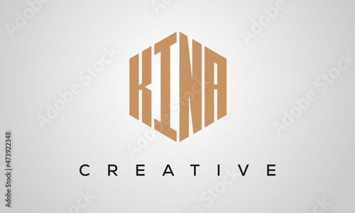 letters KINA creative polygon hexagon logo victor template