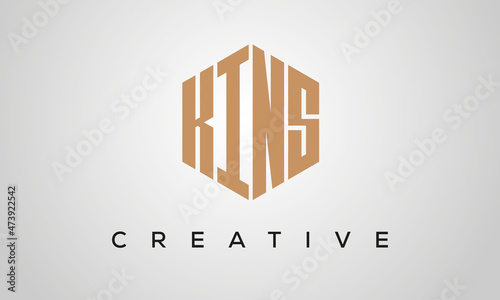 letters KINS creative polygon hexagon logo victor template