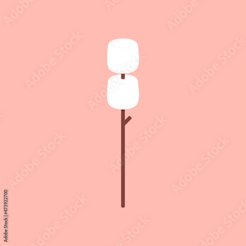 Marshmallow stick. Marshmallow logo design. White Marshmallow icon.