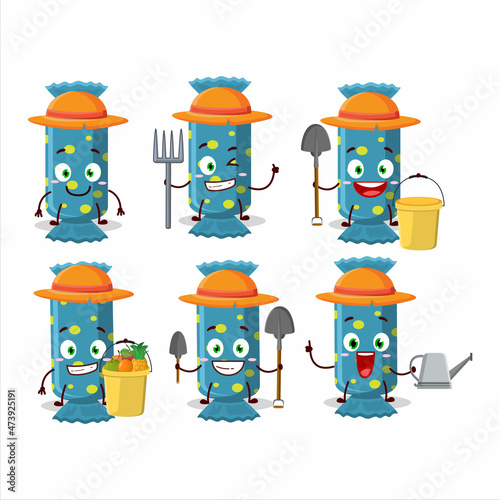 A fisherman blue long candy package cartoon picture catch a big fish