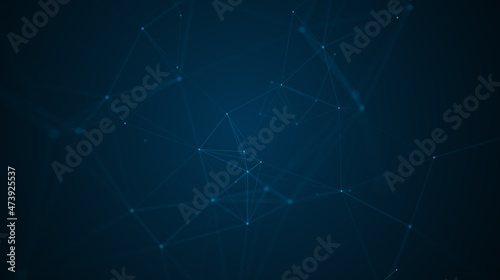 Digital plexus of lines and dots background. Connected polygons plexus abstract background. 3d illustration