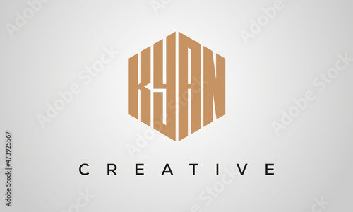 letters KYAN creative polygon hexagon logo victor template photo