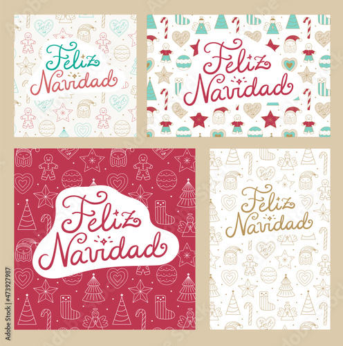 Feliz Navidad: Merry Christmas cards in Spanish in square, horizontal, and vertical format