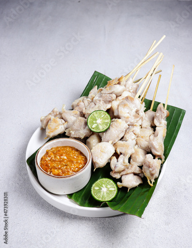 Sate taichan or taichan satay is a variation of chicken satay which burned without peanut or ketchup seasoning unlike other satays, usually served with hot sambal.
 photo