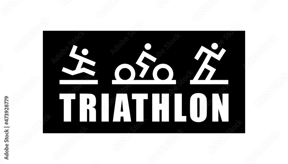Triathlon pattern for sport event, running and cycling club. Triathlon line banner design illustration. Poster illustration design.