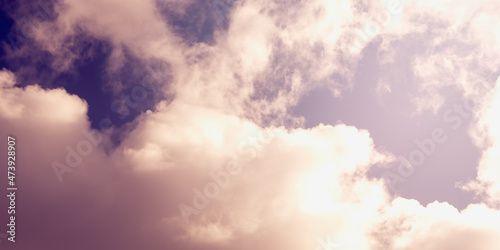 Beautiful sky with clouds. Panoramic image. Toning. Background image.