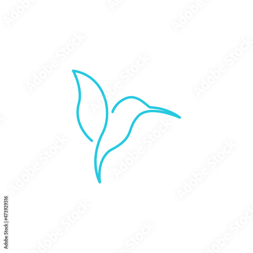 simple continuous line hummingbird logo symbol icon vector graphic design illustration idea creative