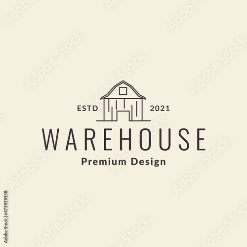 simple line hipster warehouse logo symbol icon vector graphic design illustration idea creative