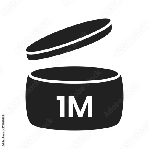 1m period after open pao icon sign flat style design vector illustration isolated on white background. 1 month pao expiration period for cosmetic packaging line art symbol.