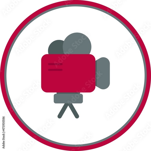 Video Camera Flat Circle Vector Icon Design