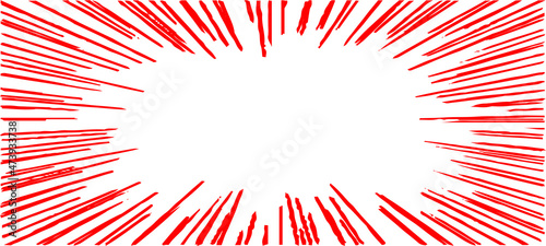 手書きの揃った漫画集中線 横長