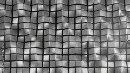 Gray 4k 3d background square pattern abstract motion animated of seamless looping video. Blank block wall.