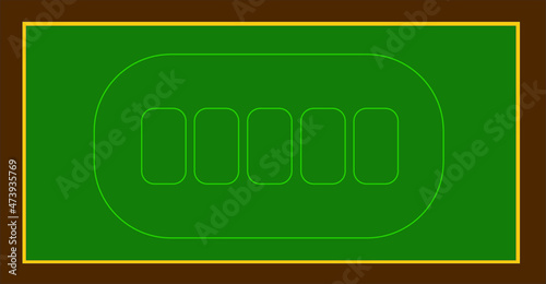 Poker table vector illustration. Isolated Poker or Black-Jack table with green carpet. Realistic casino online poker table element. Gambling room concept. Design vector illustration