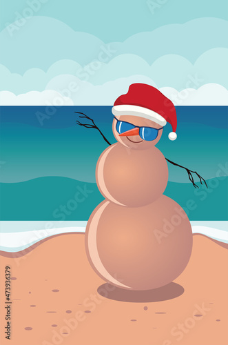 Tableau sur toile Christmas sandman on beach