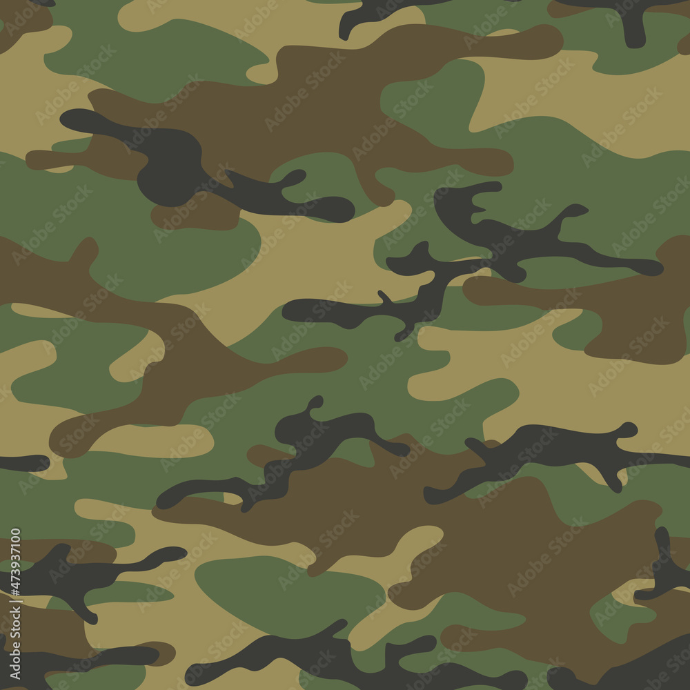 Fototapeta premium Camouflage seamless pattern. Military texture. Print on fabric and clothing. Vector