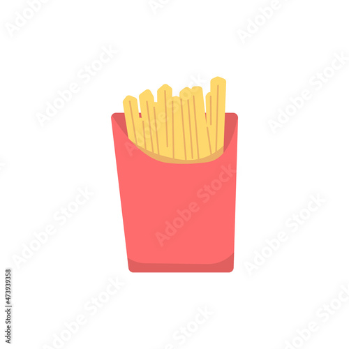 french fries illustration. junk food. flat cartoon style. vector design