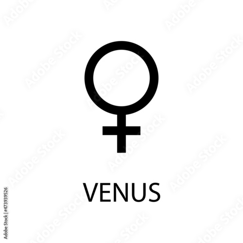 Venus icon. Planet symbol. Vector black sign on white. Astrological calendar. Jyotisha. Hinduism, Indian or Vedic astrology horoscope