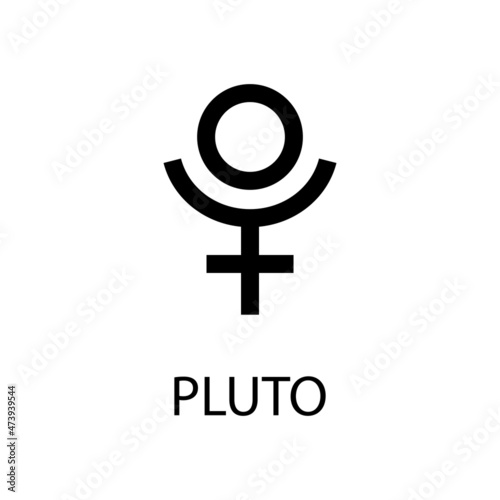 Pluto icon. Planet symbol. Vector black sign on white. Astrological calendar. Jyotisha. Hinduism, Indian or Vedic astrology horoscope