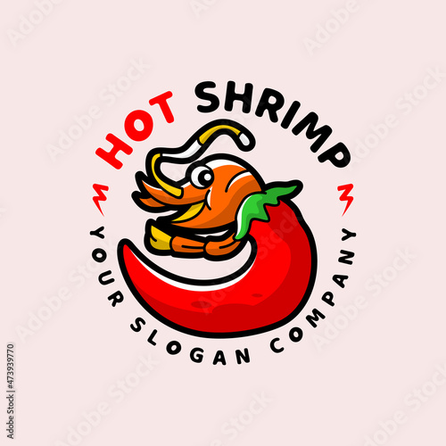 Hot shrimp logo ideas with shrimp and chilli