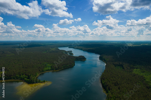 Aerial summer day view of lakes in Moletai district  Lithuania