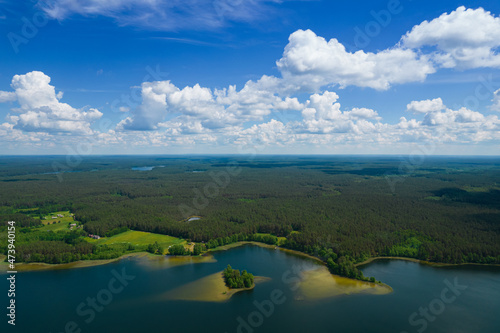 Aerial summer day view of lakes in Moletai district, Lithuania © Top Lithuania
