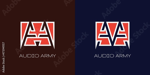 Modern logo set of rectangle letter A A. Negative space style. Two beautiful logo designs for personal and company branding. EPS10.