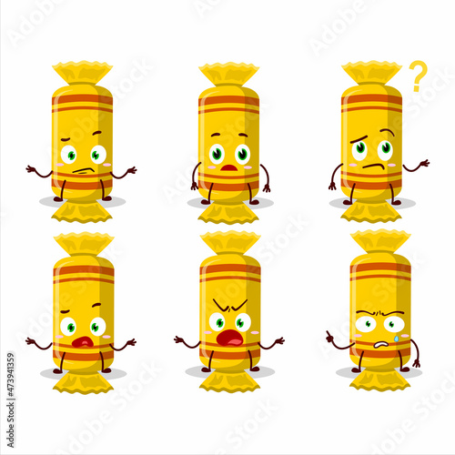 Cartoon character of yellow long candy package with what expression