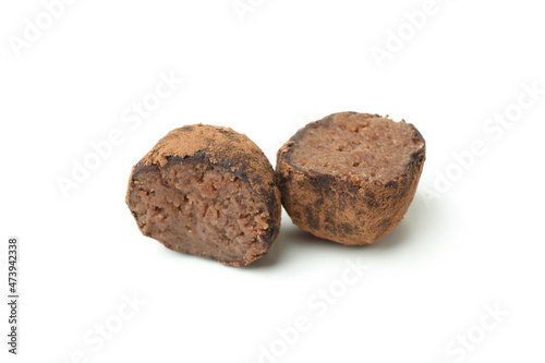 Halves sweet truffle isolated on white background © Atlas