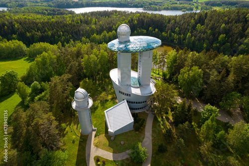 Aerial summer day view of Molėtai Astronomical Observatory photo