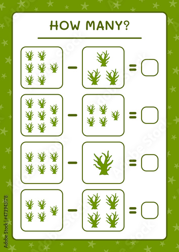 How many Dead Tree  game for children. Vector illustration  printable worksheet