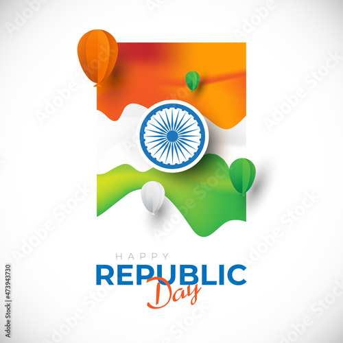 Happy Indian Republic Day Greeting Background Template Design