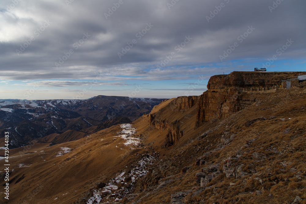 Layered rocks in the sunset rays. Plateau Bergamet Layered rocks in the sunset rays. Plateau Bergamet