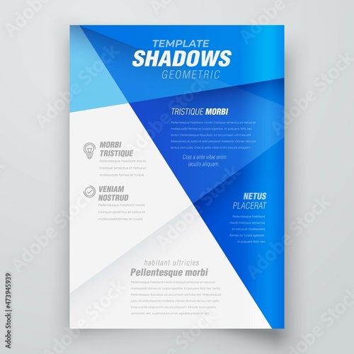 Flyer cover Shadows lines design template blue color