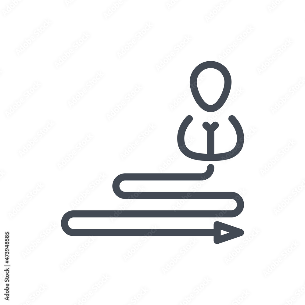 Career and Life path line icon. Person with arrow path vector outline sign. Career and Life path line icon. Person with arrow path vector outline sign.