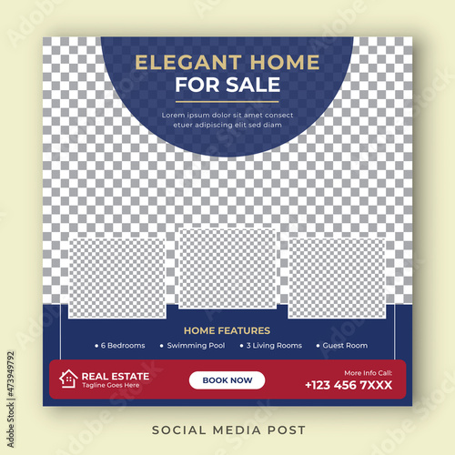 Elegant home for sale real estate social media post template