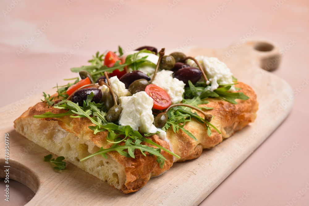 Homemade Italian Focaccia bread with vegetable