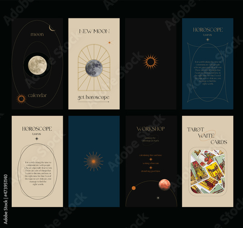 Set of astrology instagram template for blog, brand	
