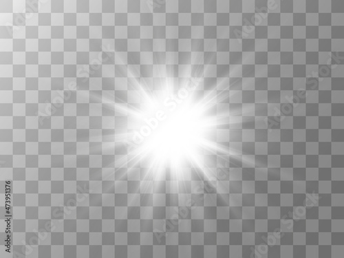 Bright beautiful star.Vector illustration of a light effect on a transparent background. © Olga