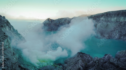 Beautiful Ijen crater from the top of mountain