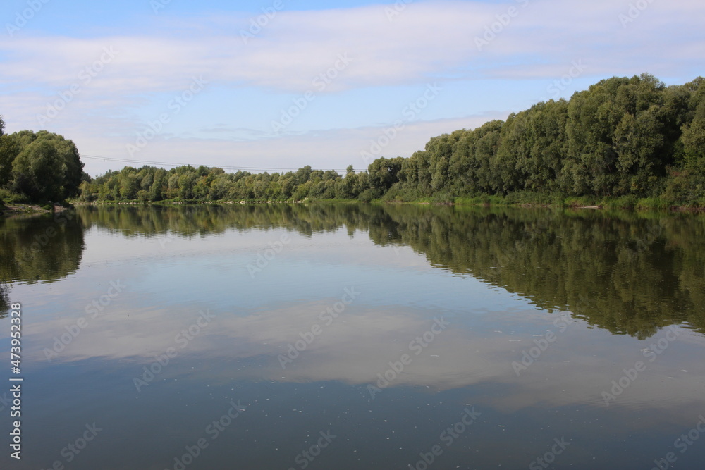 river in summer for fishing and recreation natural landscape in Russia