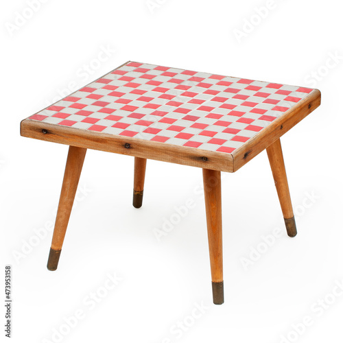 old fashioned coffee table on white background