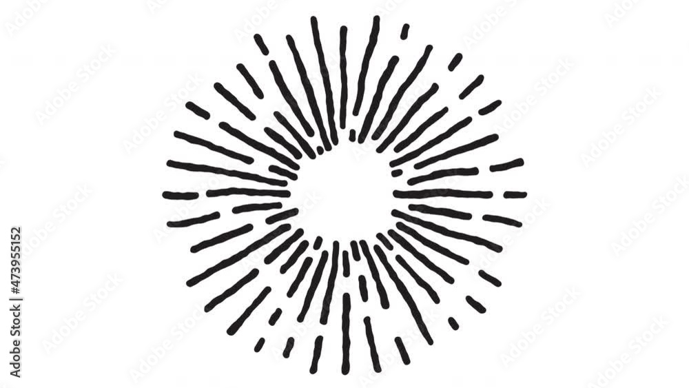 Abstract funny hand drawn radial lines on white background. Cartoon cute element in trendy vintage stop motion style. Seamless loop doodle sketch animation for creative design project. Abstract funny hand drawn radial lines on white background. Cartoon cute element in trendy vintage stop motion style. Seamless loop doodle sketch animation for creative design project.