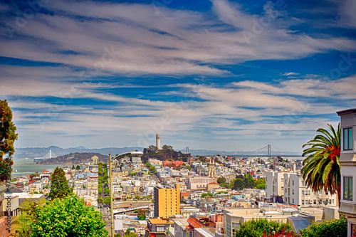 Travel Destinations Concepts. Lombard Street on Hills in San-Francisco in California, United States.