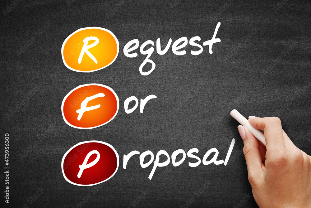 RFP - Request For Proposal, acronym business concept on blackboard RFP - Request For Proposal, acronym business concept on blackboard