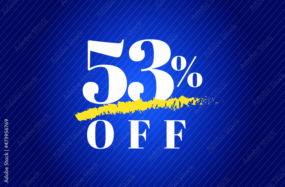 Naklejka premium 53% off tag fifty three percent discount black friday sale white letter blue gradient background